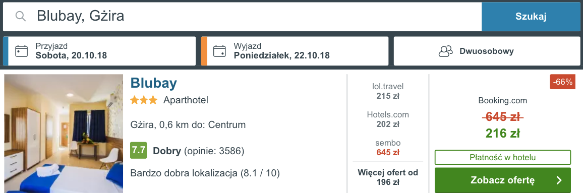 zarezerwuj hotel na malcie
