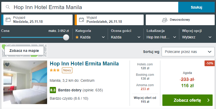 Rezerwacja obiektu w Manili