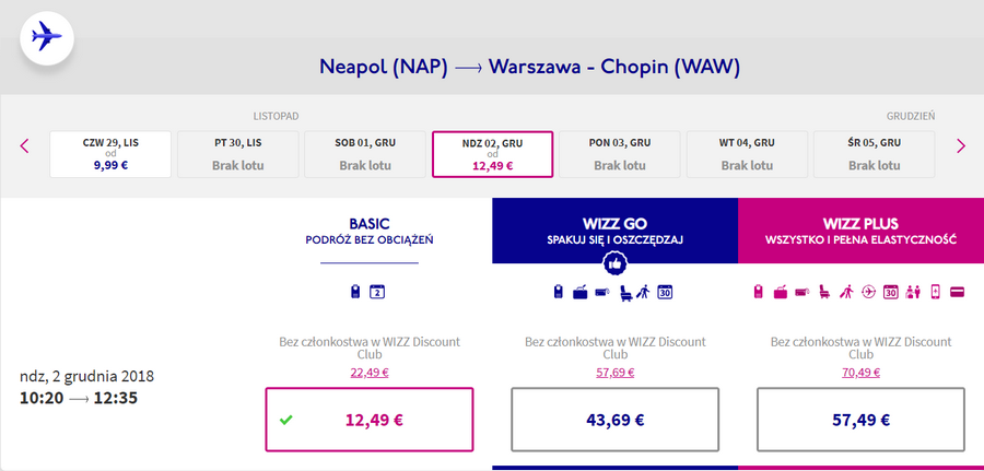 loty z neapolu do warszawy