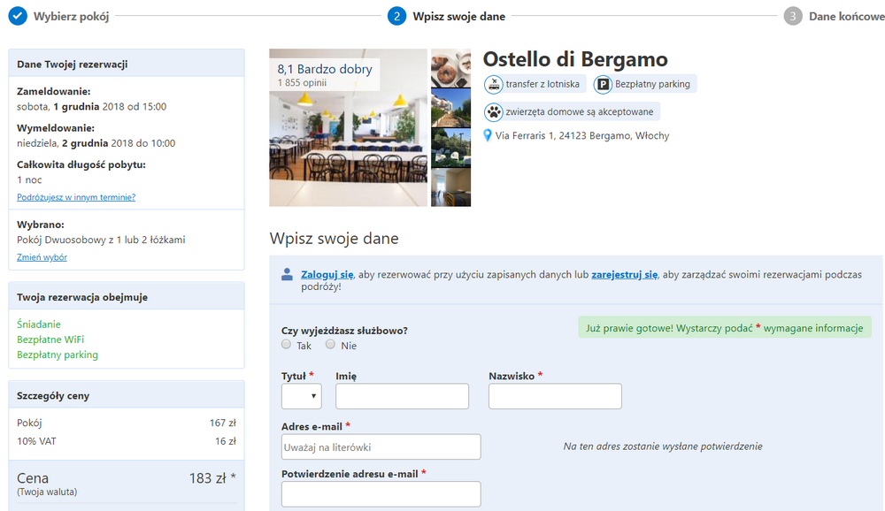 bergamo spanie