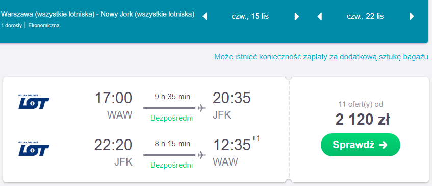 nowy jork z warszawy