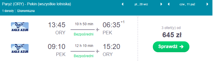 pekin loty