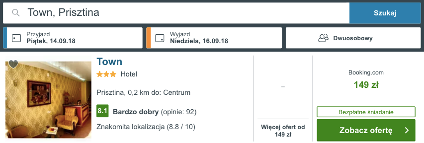zarezerwuj hotelw prisztinie