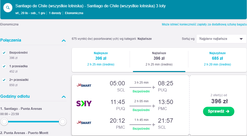 Rezerwacja przelotów w Chile