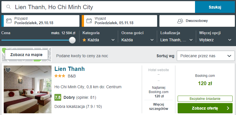 Rezerwacja obiektu w Wietnamie
