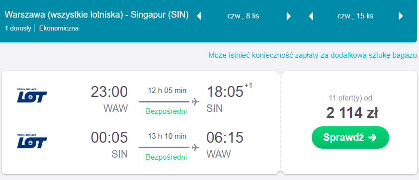 sungapur z warszawy