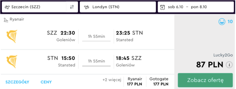 zarezerwuj lot do londynu