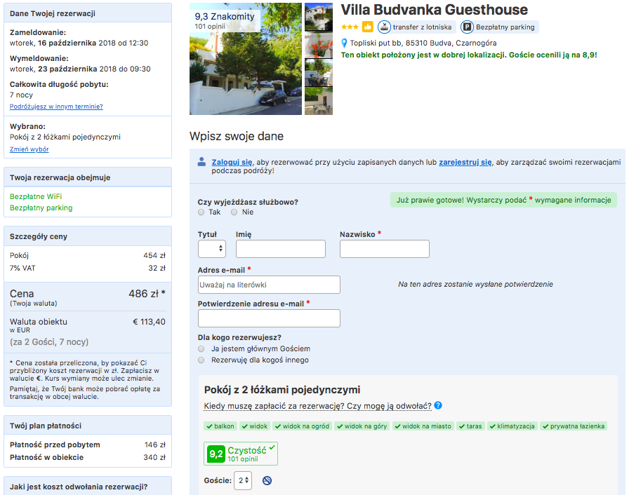 zarezerwuj hotelw podgoricy