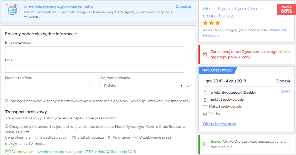 Rezerwacja obiektu