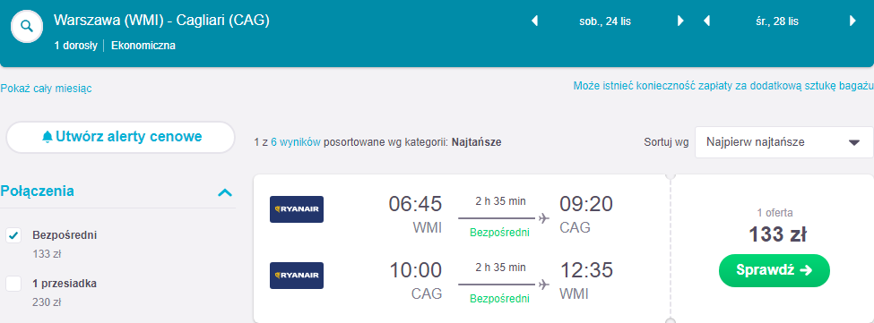 Rezerwacja przelotów na Sardynię
