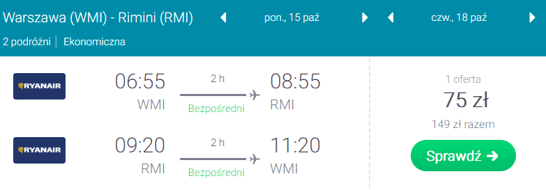 rezerwacja lotów do rimini