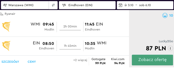 zarezerwuj lot do eindhoven