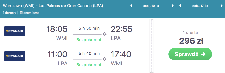 zarezerwuj loty na gran canarie
