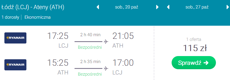 rezerwacja lotów do aten