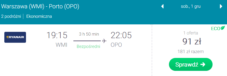 rezerwacja lotów do porto