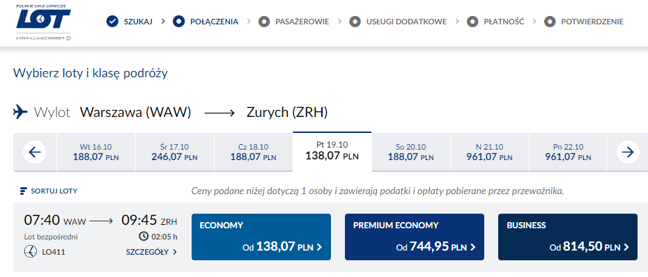 Połączenie do Zurychu