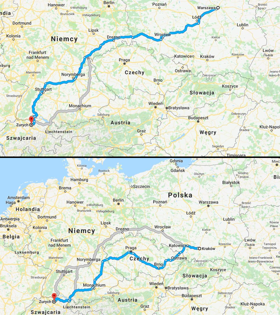 Dojazd samochodem z Zurychu