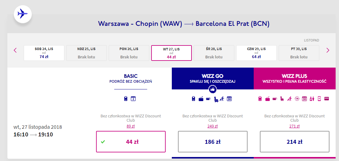 Barcelona loty
