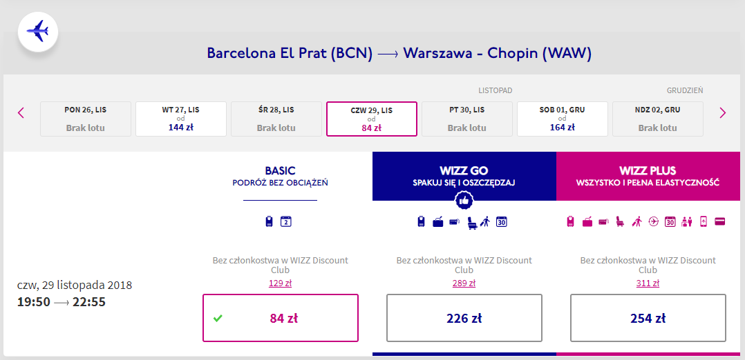 Barcelona loty