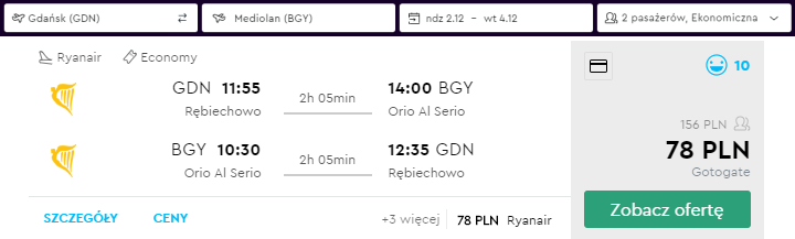 Bergamo loty