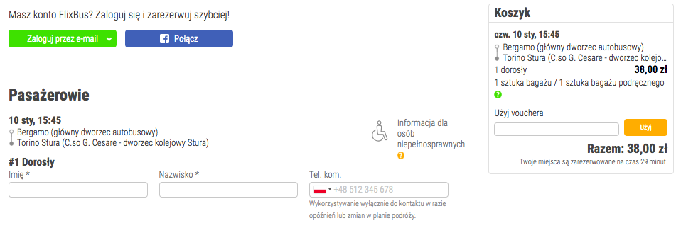 zarzerwuj przejazd do turynu