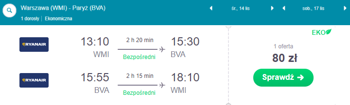 Paryż loty