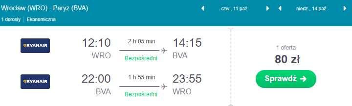Paryż loty
