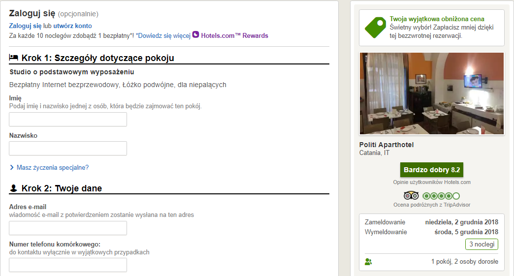 Rezerwacja obiektu