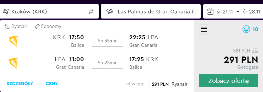 loty na gran canarię