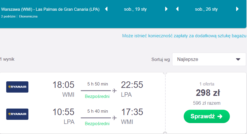 loty na gran canarię
