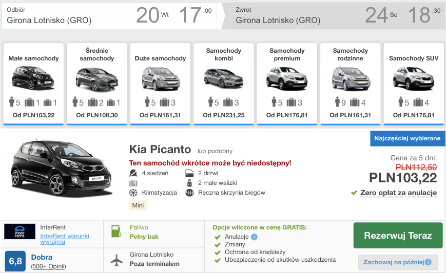 zarzerwuj auto w gironie