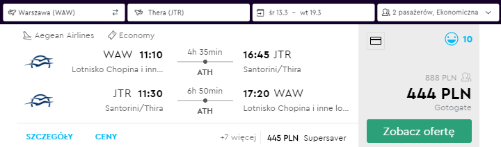 Santorini loty