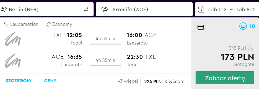 tanie loty na laznarote
