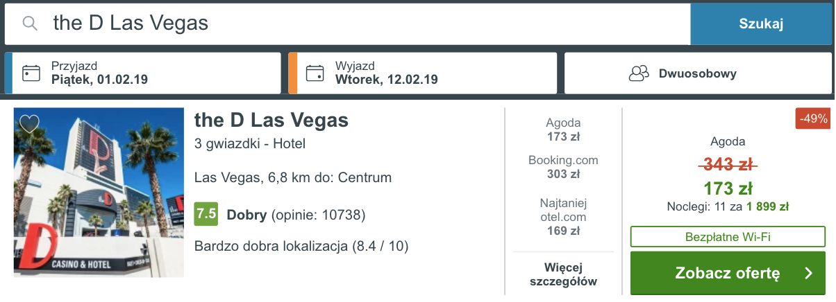 zarzerwuj hotel w las vegas