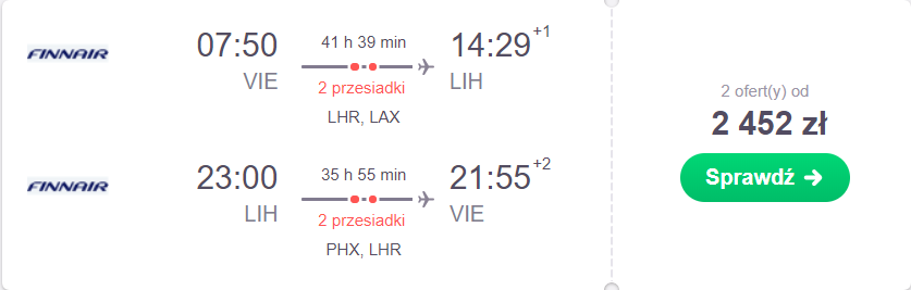 hawaje z europy tanio