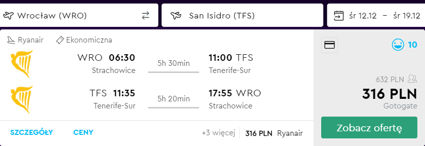 tanie loty na teneryfę