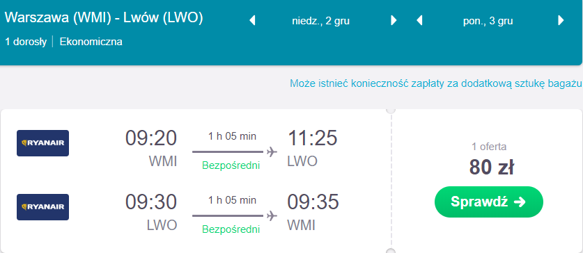 loty do lwowa z warszawy