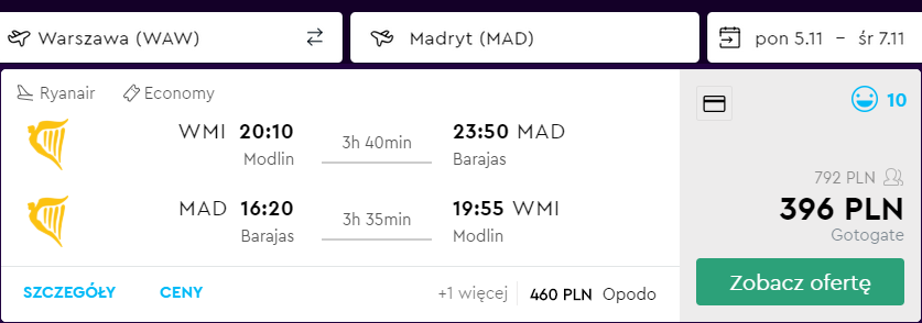 madryt z warszawy