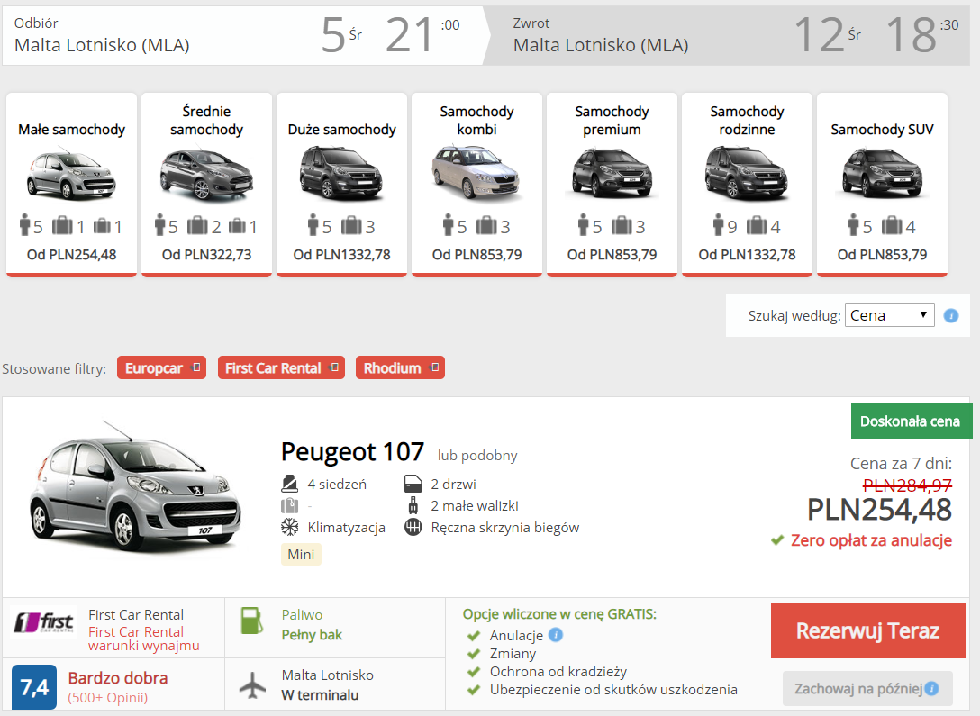 malta auto wypożyczenie