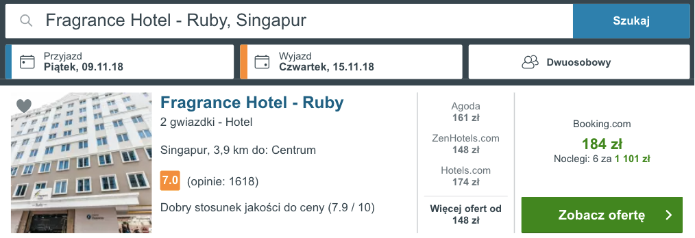 zarezerwuj hotel w singapurze