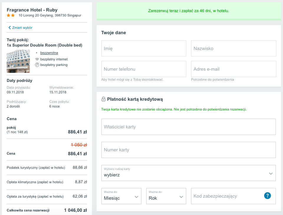 zarezerwuj hotel w singapurze