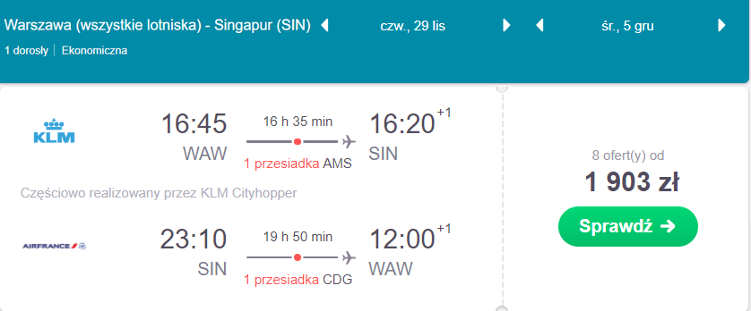 singapur z warszawy