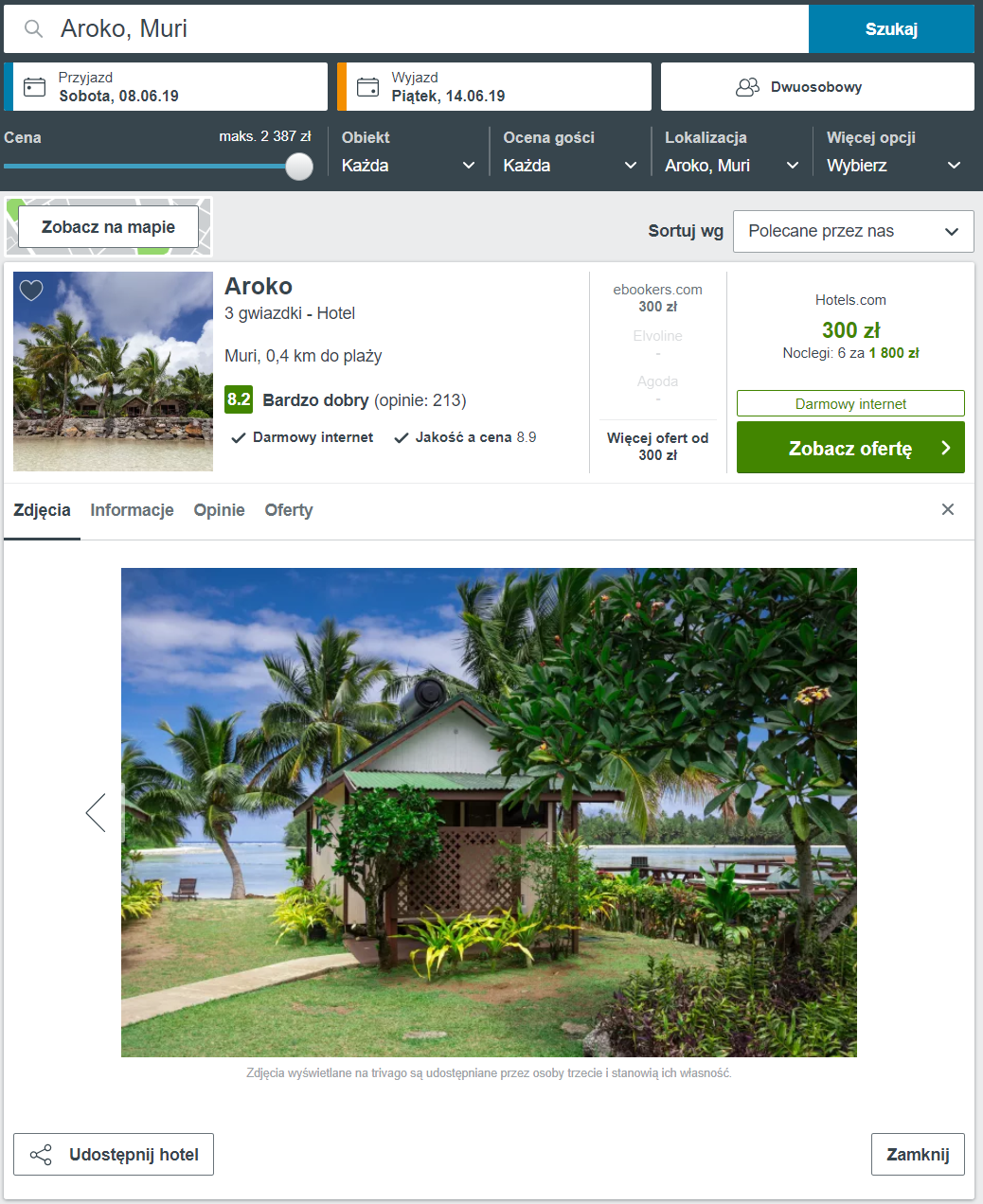 rarotonga spanie