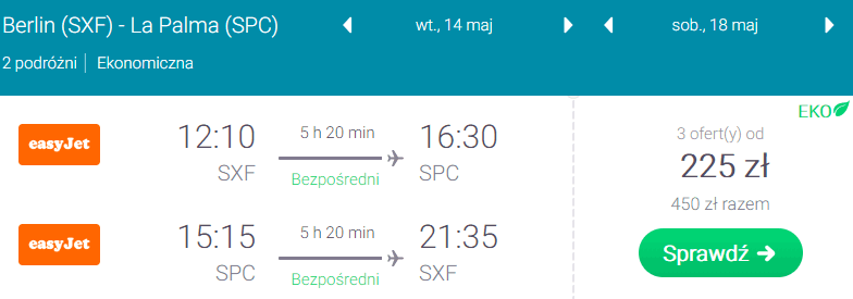 rezerwacja lotów na la palmę
