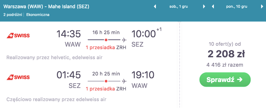 zarezerwuj loty na seszele