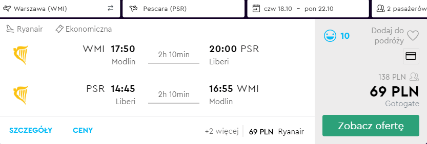 rezerwacja lotów do pescary