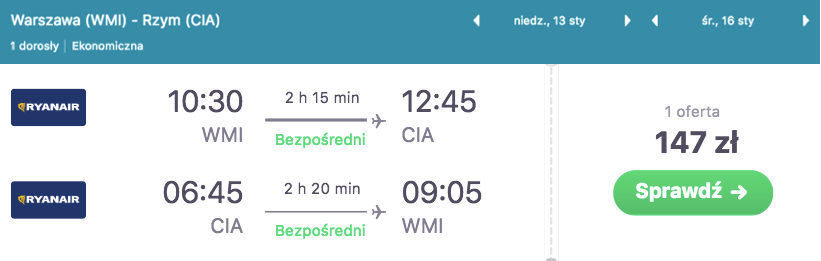 zarzerwuj loty do rzymu
