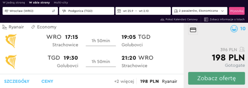 loty czarnogóra