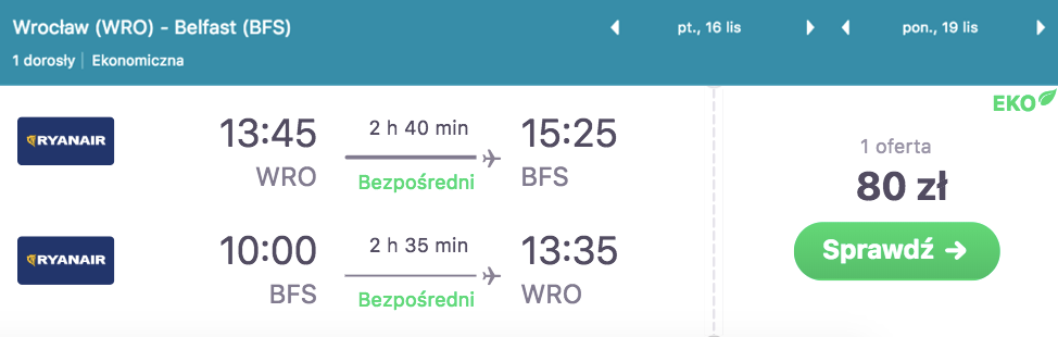 zarezerwuj loty do belfastu