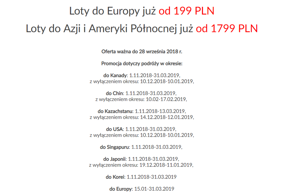 pll lot wyprzedaż